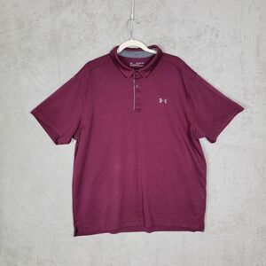 Under Armour Mens Polo Shirt Size 2XL HeatGear Loose Fit Golf Red Maroon